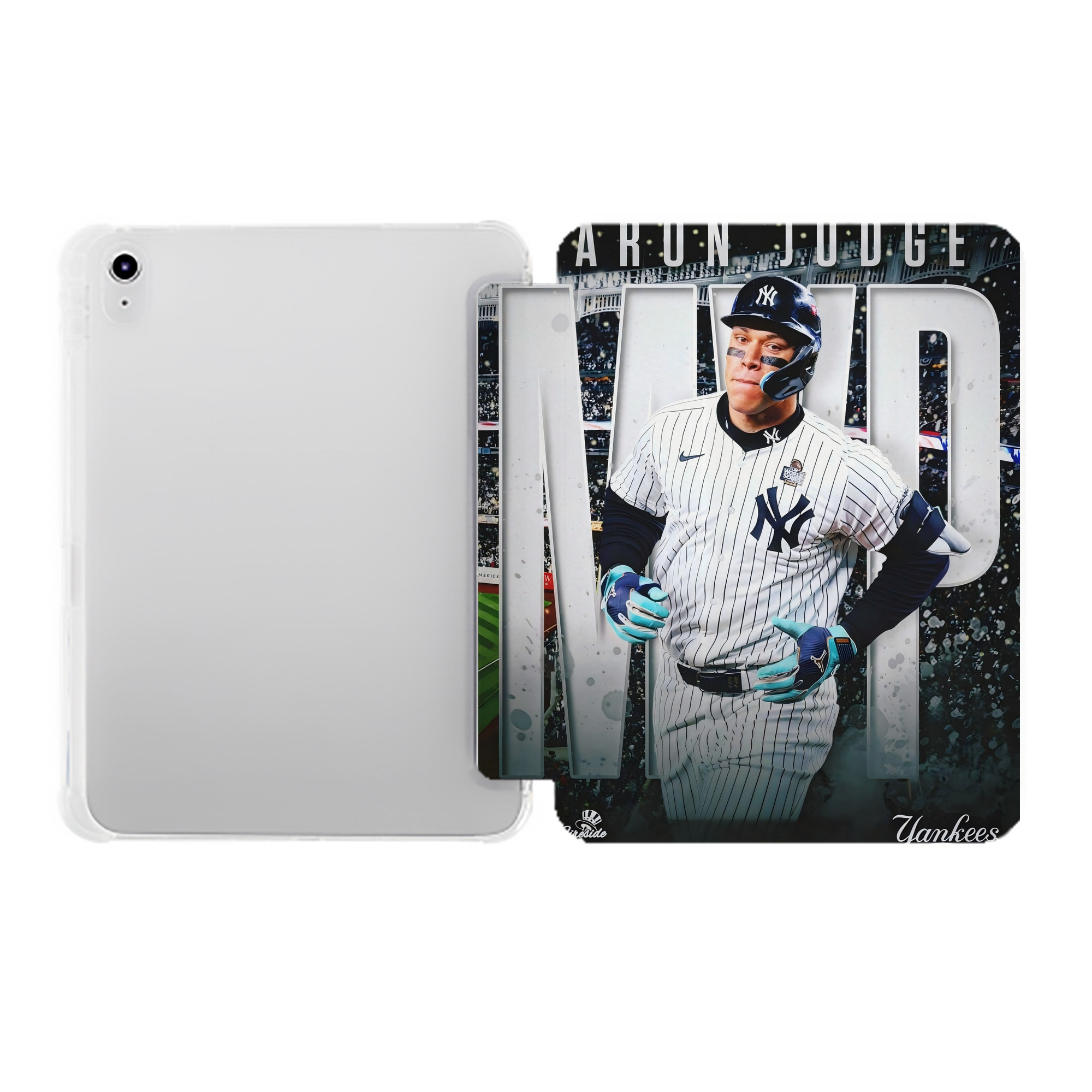Aaron Judge MVP Premium Tri-Fold PU Leather & Silicone IPad Case With Pencil Slot – Fits 9.5,10.5,10.9 – Adjustable Stand, Slim, Protective